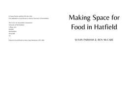 Making Space for Food in Hatfield — 1 Contents