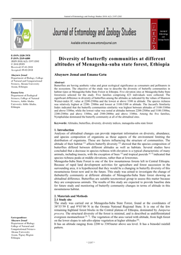 Diversity of Butterfly Communities at Different Altitudes of Menagesha