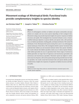 Movement Ecology of Afrotropical Birds: Functional Traits Provide Complementary Insights to Species Identity