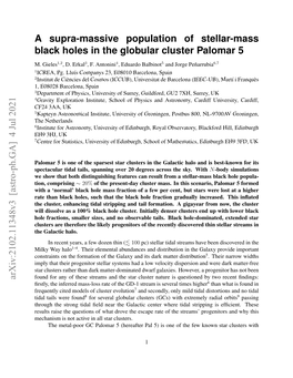 A Supra-Massive Population of Stellar-Mass Black Holes in the Globular Cluster Palomar 5 Arxiv:2102.11348V3 [Astro-Ph.GA] 4 Ju