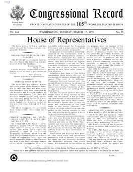 Congressional Record United States Th of America PROCEEDINGS and DEBATES of the 105 CONGRESS, SECOND SESSION