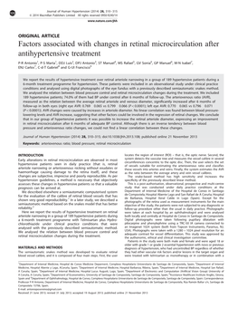 Factors Associated with Changes in Retinal Microcirculation After Antihypertensive Treatment