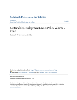 Sustainable Development Law & Policy Volume 9 Issue 1