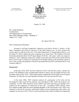 January 25, 1999 Mr. Joseph Boardman Commissioner NYS Department of Transportation State Office Building Campus