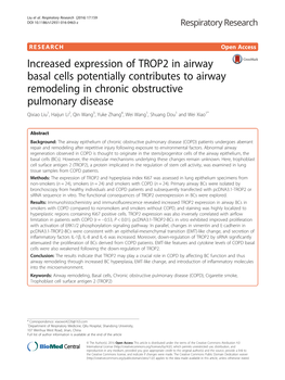 Increased Expression of TROP2 in Airway Basal Cells Potentially