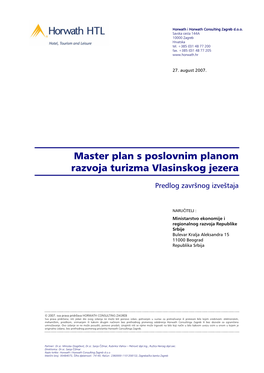 Master Plan S Poslovnim Planom Razvoja Turizma Vlasinskog Jezera