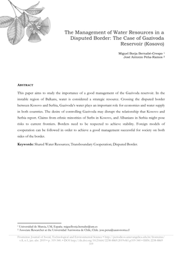 The Management of Water Resources in a Disputed Border: the Case of Gazivoda Reservoir (Kosovo)