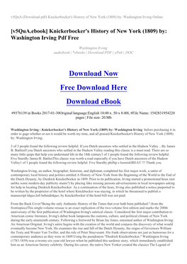 Knickerbocker's History of New York (1809) By: Washington Irving Online