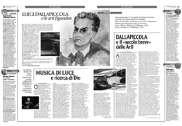 DALLAPICCOLA E Il «Secolo Breve» Delle Arti MUSICA DI LUCE E