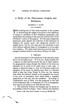 JOURNAL of BIBLICAL LITERATURE Undoubtedly Very Great Value Has Been to Some Extent Over­ Emphasized We Have Here, at Least, One Slight Indication