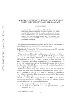 A Non-CLP-Compact Product Space Whose Finite Subproducts Are CLP