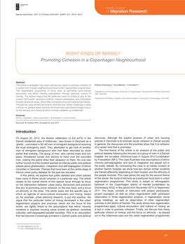 RIGHT KINDS of MIXING? Promoting Cohesion in a Copenhagen Neighbourhood
