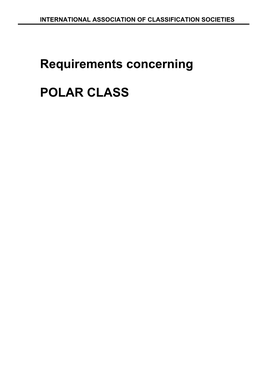 Requirements Concerning POLAR CLASS