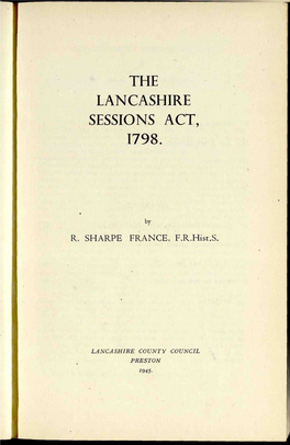 The Lancashire Sessions Act, 1798