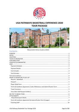 Usa Pathways Basketball Experience 2020 Tour Package