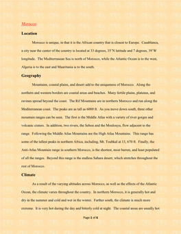 Morocco Location Geography Climate