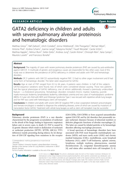 GATA2 Deficiency in Children and Adults with Severe Pulmonary