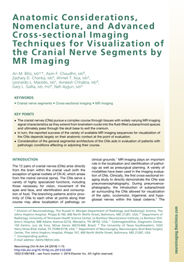 Anatomic Considerations, Nomenclature, and Advanced Cross-Sectional Imaging Techniques for Visualization of the Cranial Nerve Segments by MR Imaging
