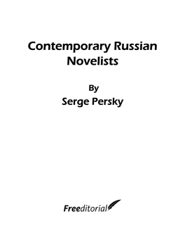 Contemporary Russian Novelists