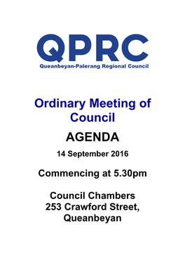 Ordinary Meeting of Council AGENDA 14 September 2016