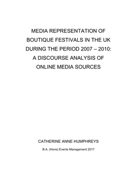 Media Discourse Analysis Surrounding Boutique Festivals In