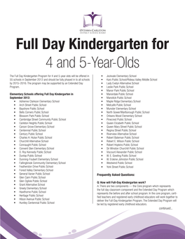 Full Day Kindergarten for 4 and 5-Year-Olds