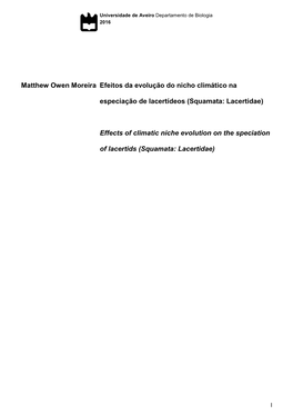 Matthew Owen Moreira Efeitos Da Evolução Do Nicho Climático Na