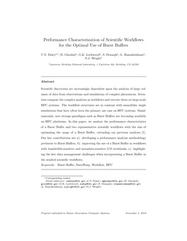 Performance Characterization of Scientific Workflows for the Optimal