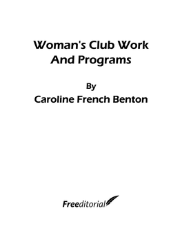 Woman's Club Work and Programs