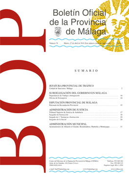 Boletín Oficial De La Provincia De Málaga