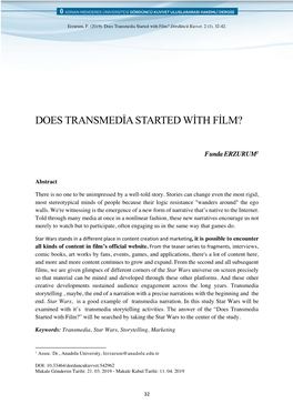 Does Transmedia Started with Film? Dördüncü Kuvvet