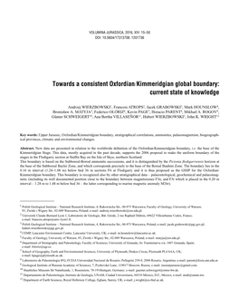 Towards a Consistent Oxfordian/Kimmeridgian Global Boundary: Current State of Knowledge