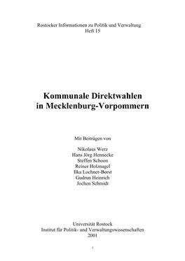 Kommunale Direktwahlen in Mecklenburg-Vorpommern