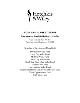 First Quarter Portfolio Holdings (9-30-20) Fiscal Year End: June 30, 2021 Reporting Period: September 30, 2020