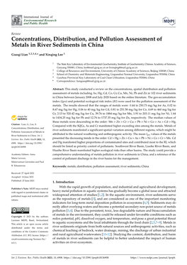 Concentrations, Distribution, and Pollution Assessment of Metals in River Sediments in China