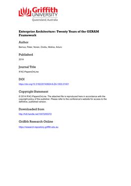 Enterprise Architecture: Twenty Years of the GERAM Framework