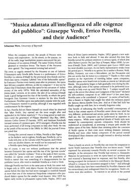 Giuseppe Verdi, Errico Petrella, and Their Audience*