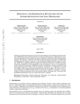 Arxiv:2106.01115V1 [Cs.PL] 2 Jun 2021 That BISM Instrumentation Incurs Low Runtime and Memory Overheads