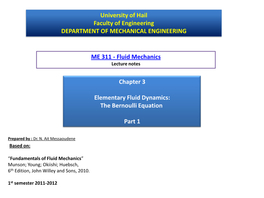 Bernoulli Equation ; Part 1