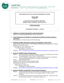 Planning Commission Agenda and Minutes, July 23, 2018