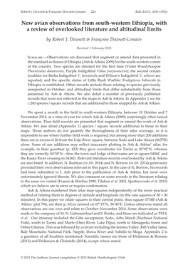 New Avian Observations from South-Western Ethiopia, with a Review of Overlooked Literature and Altitudinal Limits