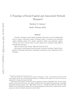 A Typology of Social Capital and Associated Network Measures∗