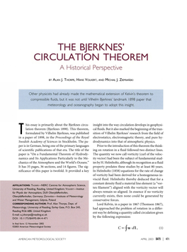 THE BJERKNES' CIRCULATION THEOREM a Historical Perspective