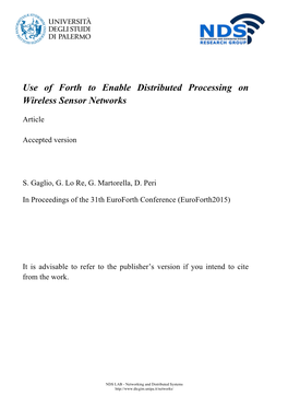 Use of Forth to Enable Distributed Processing on Wireless Sensor Networks