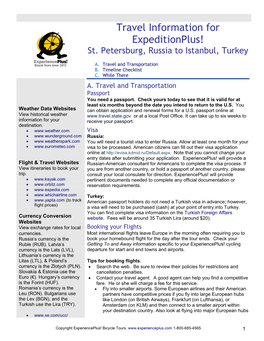 Travel Information for Expeditionplus! St