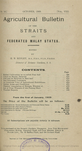Agricultural Bulletin of the Straits and Federated Malay States, Vol.8, No.10