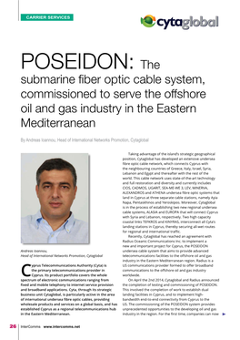 POSEIDON: the Submarine Fiber Optic Cable System, Commissioned to Serve the Offshore Oil and Gas Industry in the Eastern Mediterranean