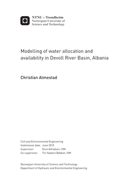 Modelling of Water Allocation and Availability in Devoll River Basin, Albania