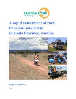 A Rapid Assessment of Rural Transport Services in Luapula Province, Zambia