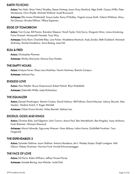 87Th Academy Awards Reminder List